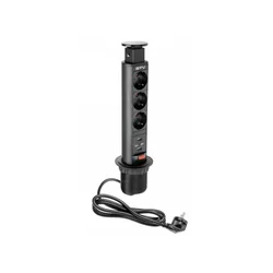 VTIČNICA IZVLEČNA 3*ŠUKO+2*USB FI60 ČRNA GTV