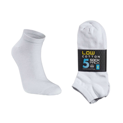 Nogavice Seger Low Cotton 5-pack - Bela - 35-38