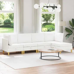 Modularni set sofe sa skladištem 5 pcs Bijela Tkanina