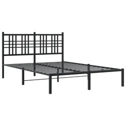 Vidaxl Kovinski posteljni okvir z vzglavjem črn 120x200 cm