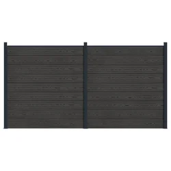 Panel ograde 2 pcs WPC i aluminij Crna