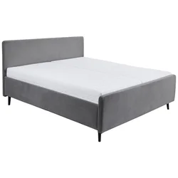 MID.YOU OBLAZINJENA POSTELJA 180 cm  x 200 cm , tekstil, leseni material temno siva