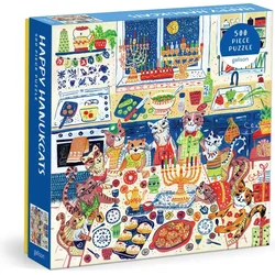 Galison - Puzzle Srečno Hanukcats - 500 kosov