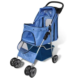 vidaXL Voziček za psa 15 kg modre barve