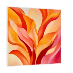 Canvas Slika na platnu Crveni listovi, Sa ramom, 120 x 120 cm, Beli