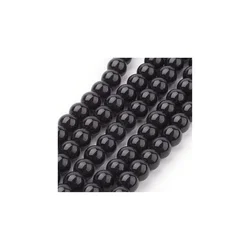 Biserna staklena perla 6 mm crna niska 90 cm (oko 150 kom)
