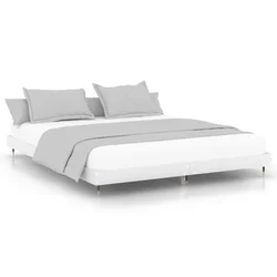 Vidaxl Posteljni okvir bel 200x200 cm inženirski les