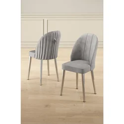 Hanah Home set trpezarijskih stolica Mara 8 kom, siva tkanina Babyface, hromirane metalne noge