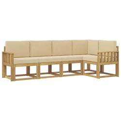 Set vanjskih sofa s jastukom 5 pcs Bijela i bež
