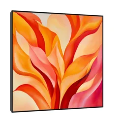 Canvas Slika na platnu Crveni listovi, Sa ramom, 120 x 120 cm, Crni