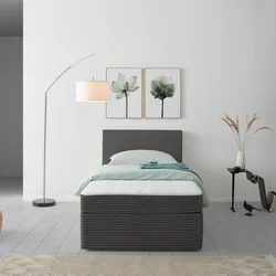 P & B POSTELJA Z VZMETNICO 100 cm  x 200 cm , les, tekstil siva