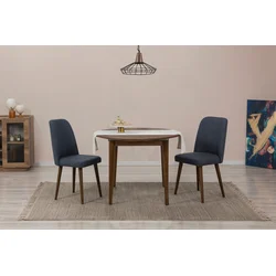 Hanah Home Set Trpezarijski sto i 2 trpezarijske stolice Vina 1048, Orah