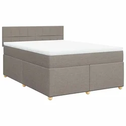 Vidaxl Box spring postelja z vzmetnico taupe 140x190 cm blago