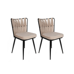 Hanah Home Set 2 trpezarijske stolice Krem-Crni