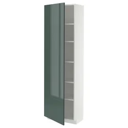 METOD Visoki element s policama, bela/Kallarp tamna sivozelena visokog sjaja, 60x37x200 cm