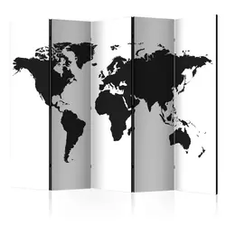 artgeist Paravan Black & White World I, 5-Delni, Dvostranski