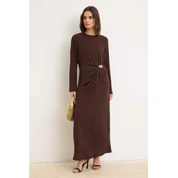 Trendyol Modest Ženska haljina Tctss25Eb00138, Smeđa