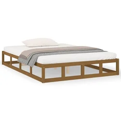 Vidaxl Posteljni okvir medeno rjav 150x200 cm trden les
