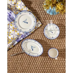 Madame Coco Set tanjira za ručavanje Oiseau, 10 delova, Plavo-beli
