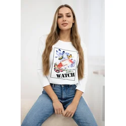 Blouse with 3D Watch white graphics