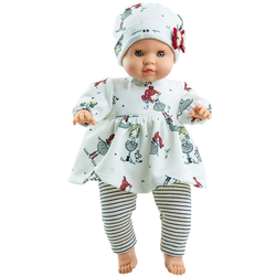 Lutka-beba Paola Reina Manus - Angela, s bijelom tunikom za djevojčice i kapom, 36 cm