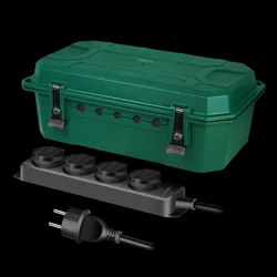 Logilink produžni kabl outdoor sa zaštitnom kutijom, 4 mesta, 5.0m, IP54, zelena