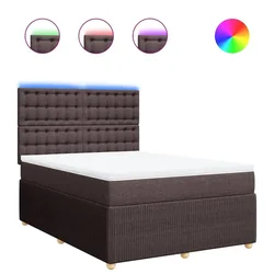 Vidaxl Box spring postelja z vzmetnico temno rjava 160x200 cm blago