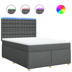 Vidaxl Box spring posteljni z vzmetnico temno siv 140x190 cm blago