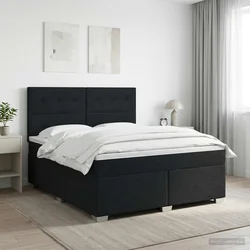 vidaXL Postelja boxspring z vzmetnico Črna 180 x 200 cm Blago