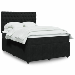 VIDAXL Box spring postelja z vzmetnico črna 140x200 cm žamet