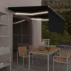 Tenda na ručno uvlačenje s roletom LED 4,5 x 3 m antracit