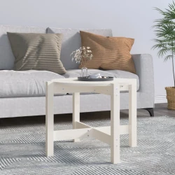 Stolić za kavu bijeli O 62,5 x 45 cm od masivne borovine