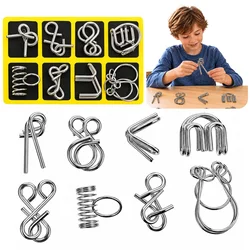 Puzzle LEAN TOYS kovinske sestavljanke/logične uganke iz žice, 8 kosov