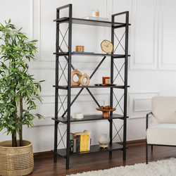 Hanah Home Polica za knjige Elysian, 90x180x33.5 cm, Crna
