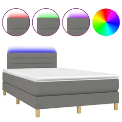 Vidaxl Box spring postelja z vzmetnico LED temno siva 120x190 cm blago
