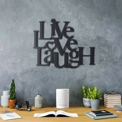 Opviq Zidna dekoracija Live Love Laugh, 40x49 cm 2 mm, Crna