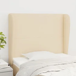 Vidaxl vidaXL Vzglavje postelje s krilci, kremne barve, 83x23x118/128 cm, blago