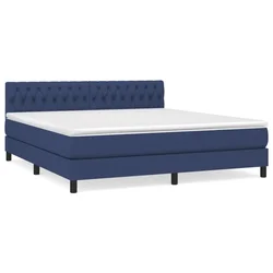 Vidaxl Box spring postelja z vzmetnico modra 180x200 cm blago