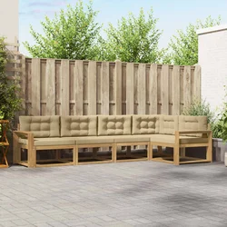 Set vanjskih sofa s jastukom 4 pcs Bijela i bež Poliester