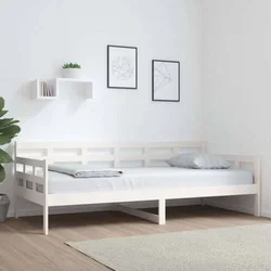 Den Dnevna postelja bela trdna borovina 90x200 cm