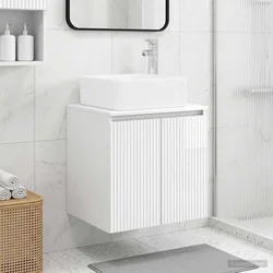 Umivaonik s policom Bijela visokog sjaja 53 x 35 x 63 cm