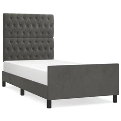 Vidaxl Posteljni okvir brez vzmetnice temno siv 90x200 cm žamet
