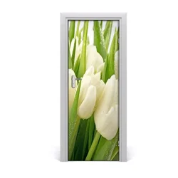 tulup.si Nalepka na vratih Bele tulipani 85x205 cm