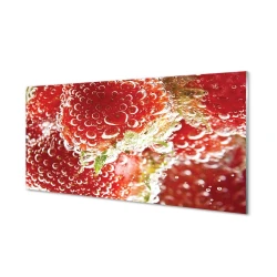 tulup.si Slika na steklu Mokre jagode 125x50 cm 2 obešalnika