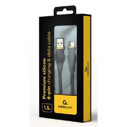 GEMBIRD CC-USB2S-AM8PM-1.5M-BK Gembird Premium silicon 8-pin cable charging and data cable, 1.5 m, black