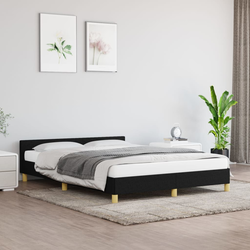 vidaXL Posteljni okvir z vzglavjem črn 140x200 cm blago