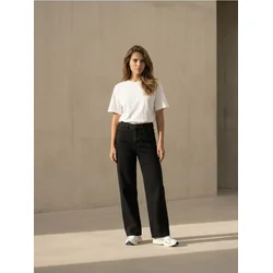 Sinsay - Comfort wide leg farmerke sa srednjim strukom - crno