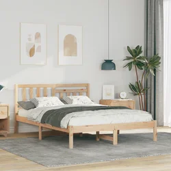 vidaXL Konstrukcija postelje Rjava 140 x 190 cm Masivno borovo les
