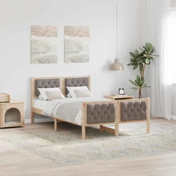 Krevetna konstrukcija s uzglavljem Sivo-smeđa 135 x 190 cm
