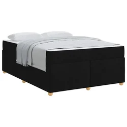 Vidaxl Konstrukcija postelje z vzmetnico Črna 140 x 200 cm blago